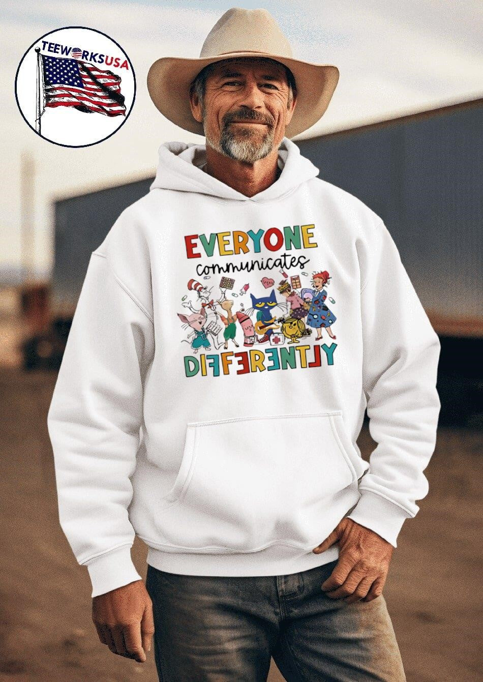 Everyone Communicates Differently Autism Awareness - Adult & Kids T-Shirts, Sweatshirts & Hoodies apparel design preview 2