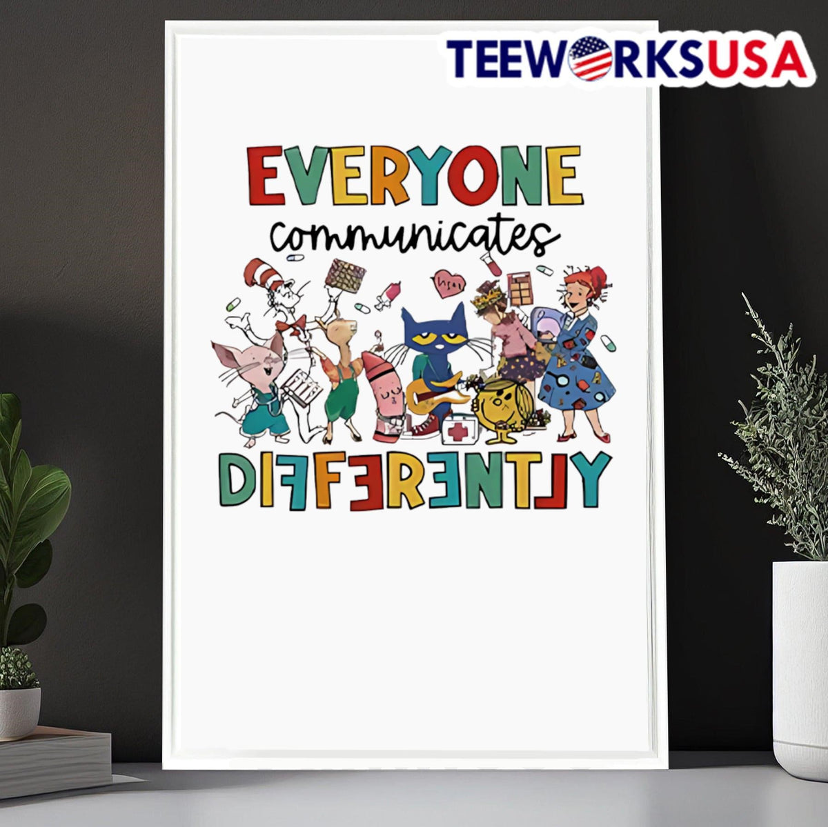 Everyone Communicates Differently Autism Awareness - Adult & Kids T-Shirts, Sweatshirts & Hoodies apparel design preview 6