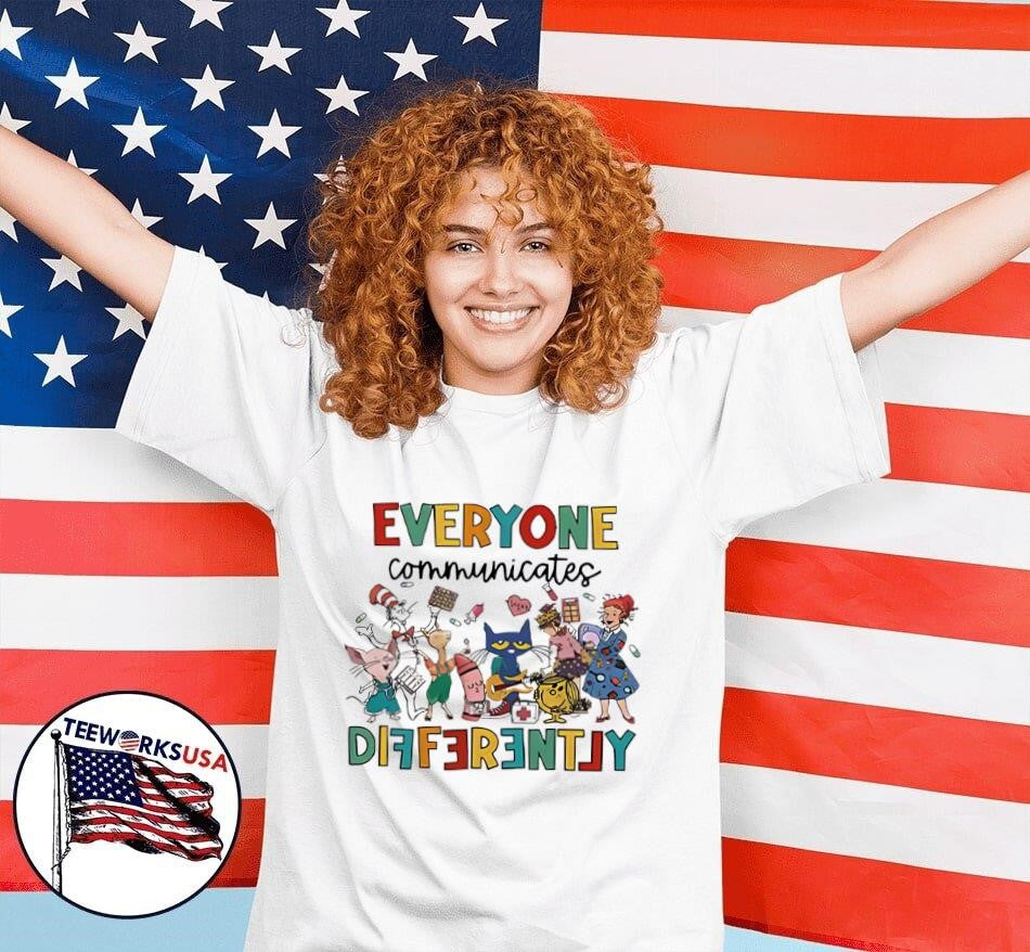 Everyone Communicates Differently Autism Awareness - Adult & Kids T-Shirts, Sweatshirts & Hoodies apparel design preview 7