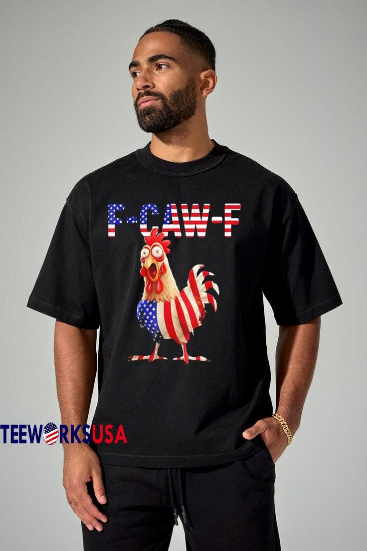 F-Caw-F Chicken American Flag - Adult & Kids T-Shirts, Sweatshirts & Hoodies apparel design preview 1