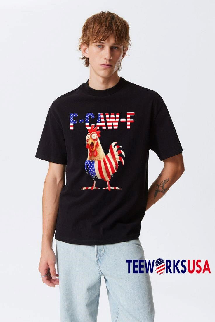 F-Caw-F Chicken American Flag - Adult & Kids T-Shirts, Sweatshirts & Hoodies apparel design preview 3