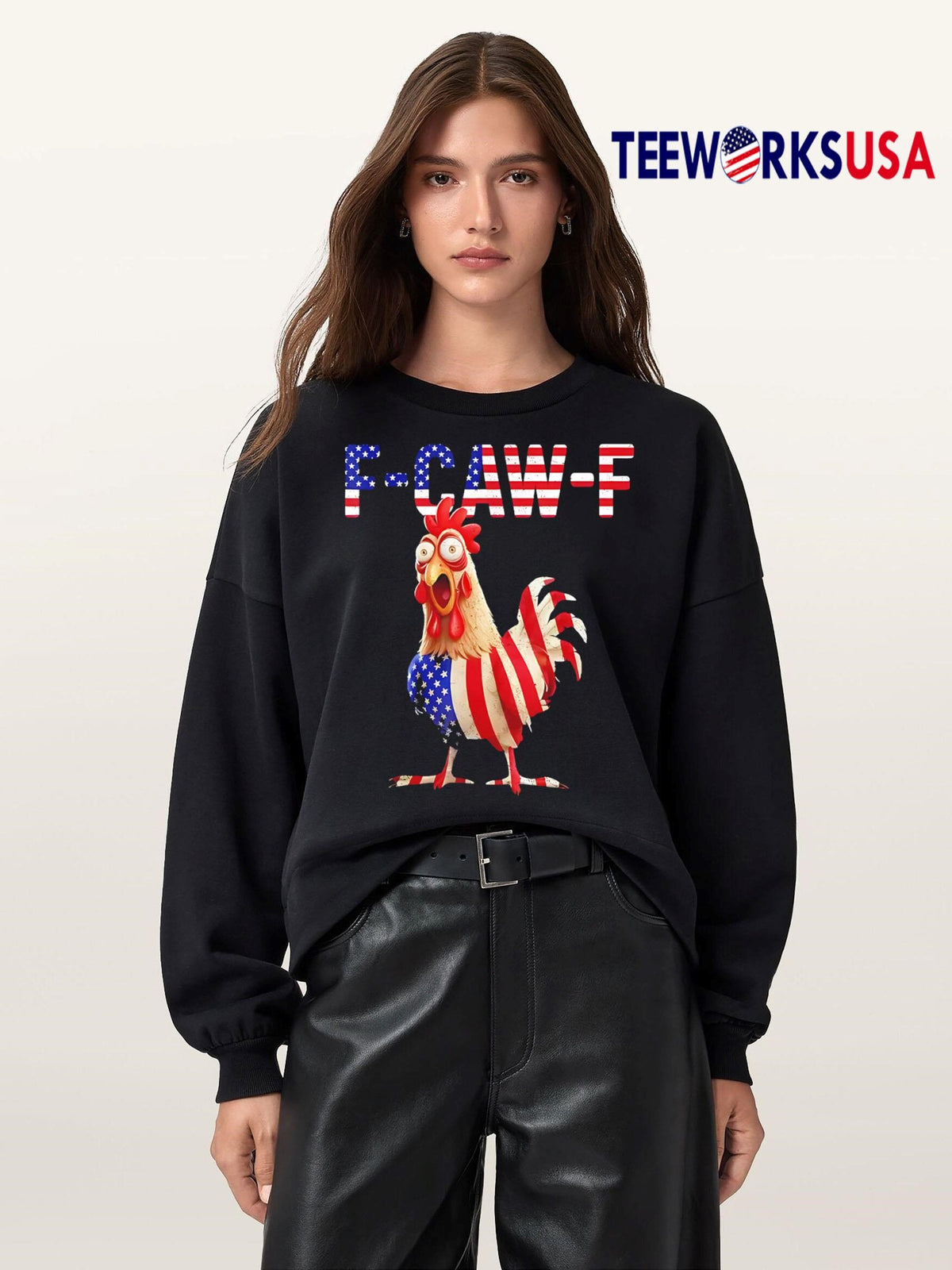 F-Caw-F Chicken American Flag - Adult & Kids T-Shirts, Sweatshirts & Hoodies apparel design preview 5