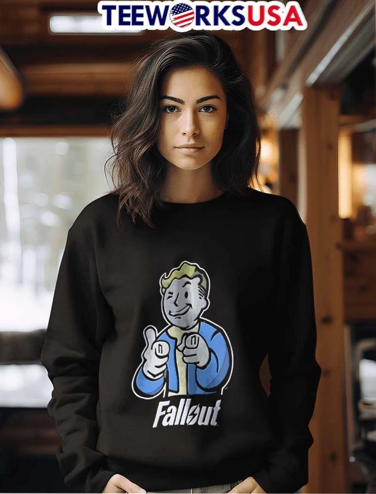 Fallout Vault Boy pointing finger - Adult & Kids T-Shirts, Sweatshirts & Hoodies apparel design preview 7