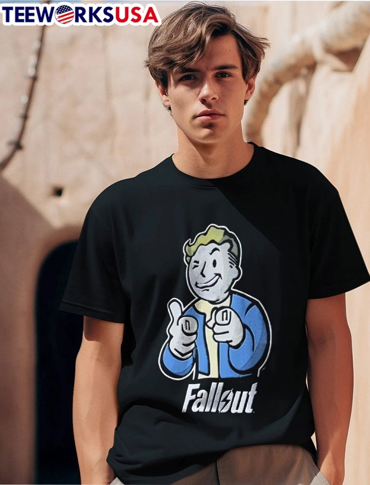 Fallout Vault Boy pointing finger - Adult & Kids T-Shirts, Sweatshirts & Hoodies apparel design preview 1