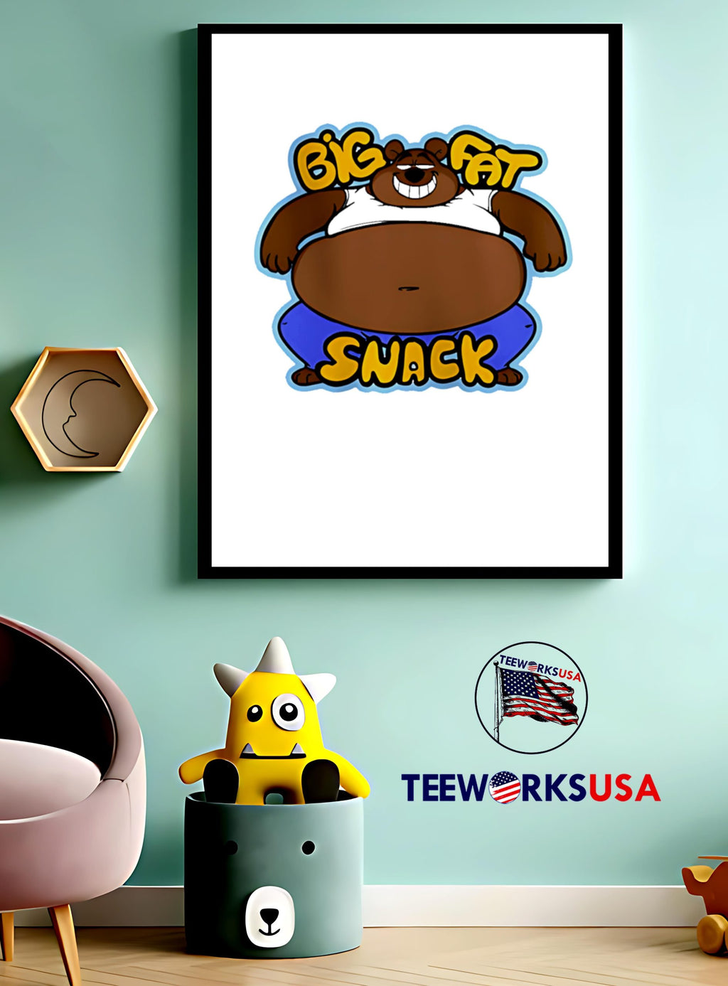 Fat Bear Small Chair Big Snack - Adult & Kids T-Shirts, Sweatshirts & Hoodies apparel design preview 3
