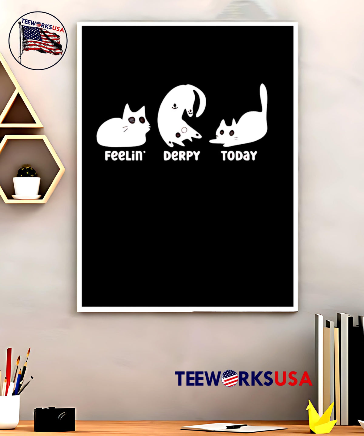 Feelin Derpy Today Cat Printed Casual - Adult & Kids T-Shirts, Sweatshirts & Hoodies apparel design preview 5
