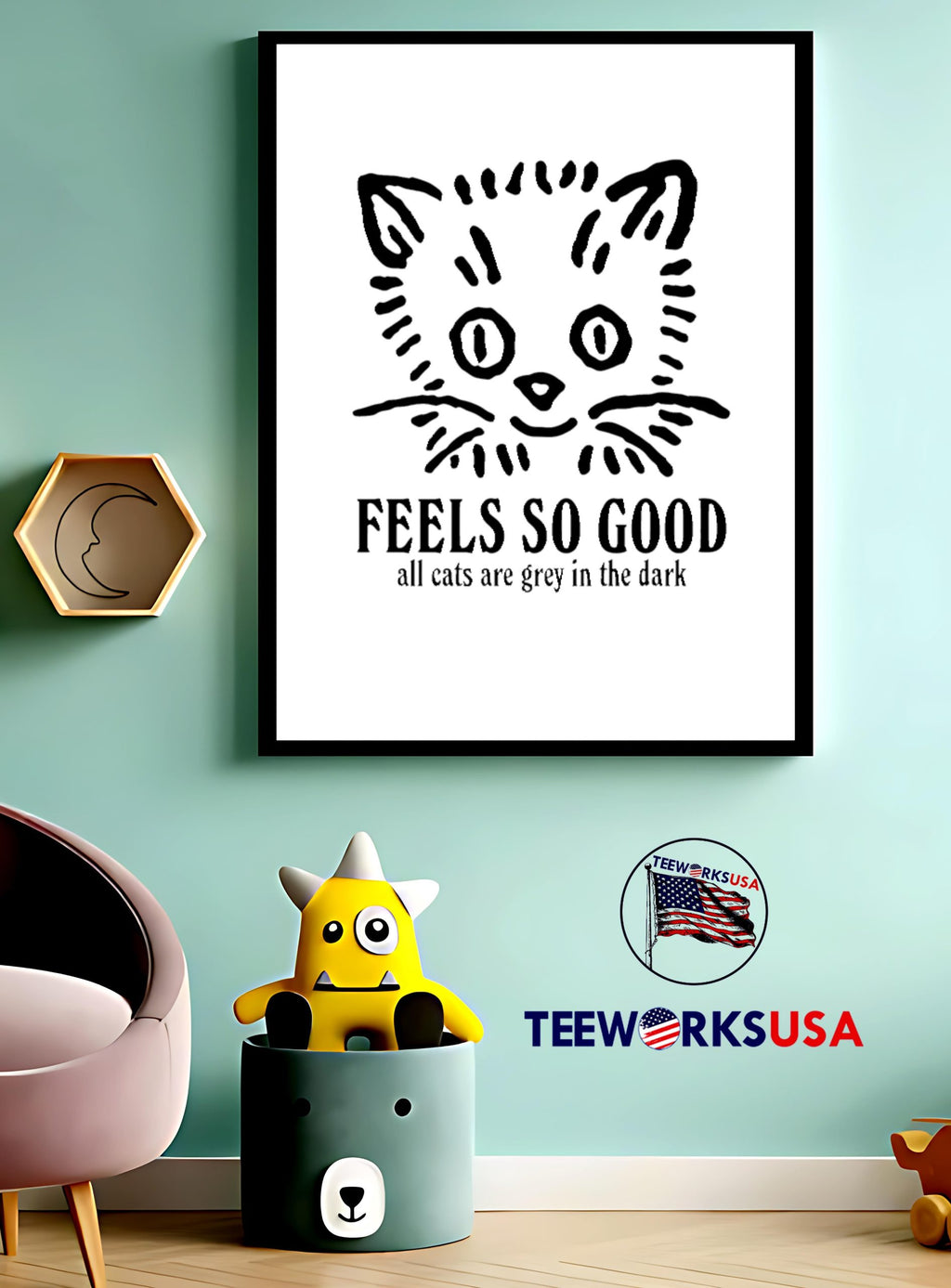 Feels so good all cats are grey in the dark - Adult & Kids T-Shirts, Sweatshirts & Hoodies apparel design preview 3