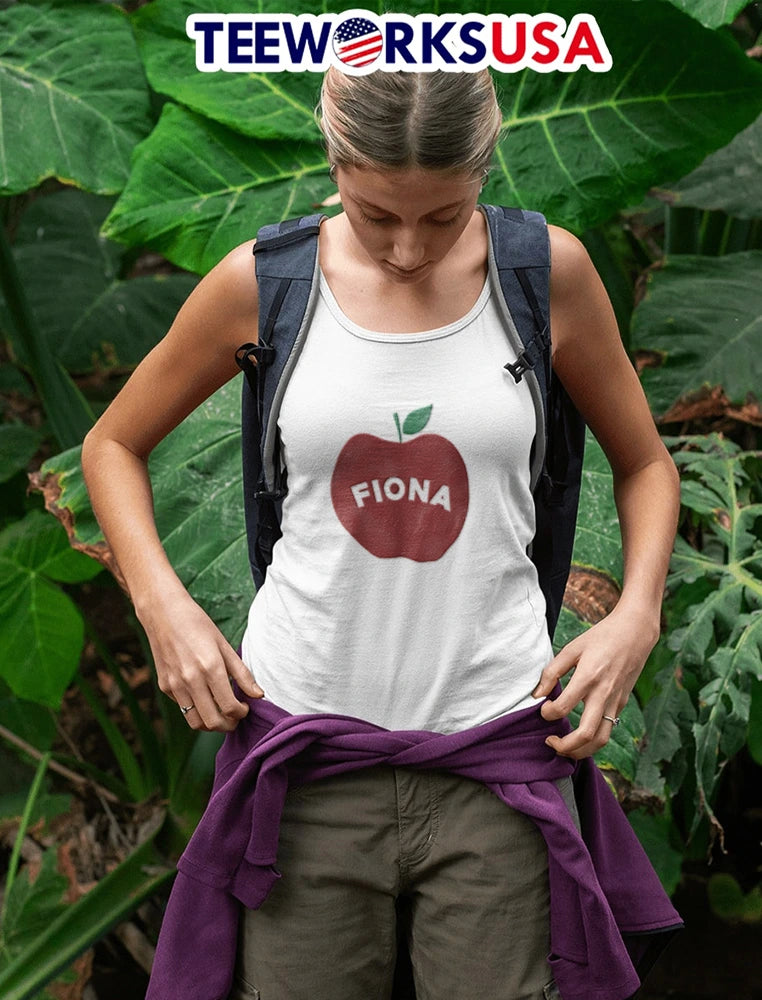 Fiona White Curved Lettering Watercolor Red Apple - Adult & Kids T-Shirts, Sweatshirts & Hoodies apparel design preview 4