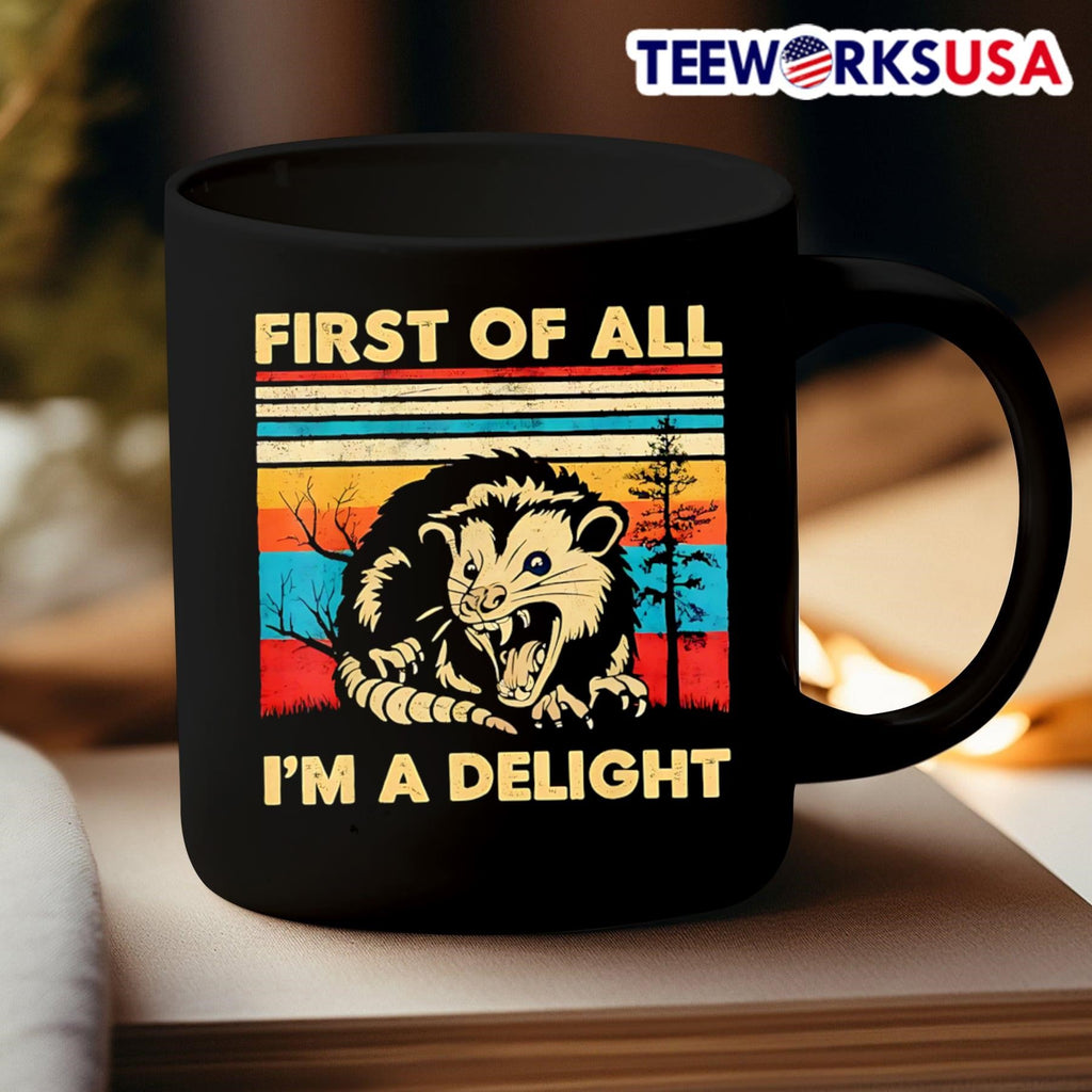 Opossum First of all I'm a delight vintage - Adult & Kids T-Shirts, Sweatshirts & Hoodies apparel design preview 3
