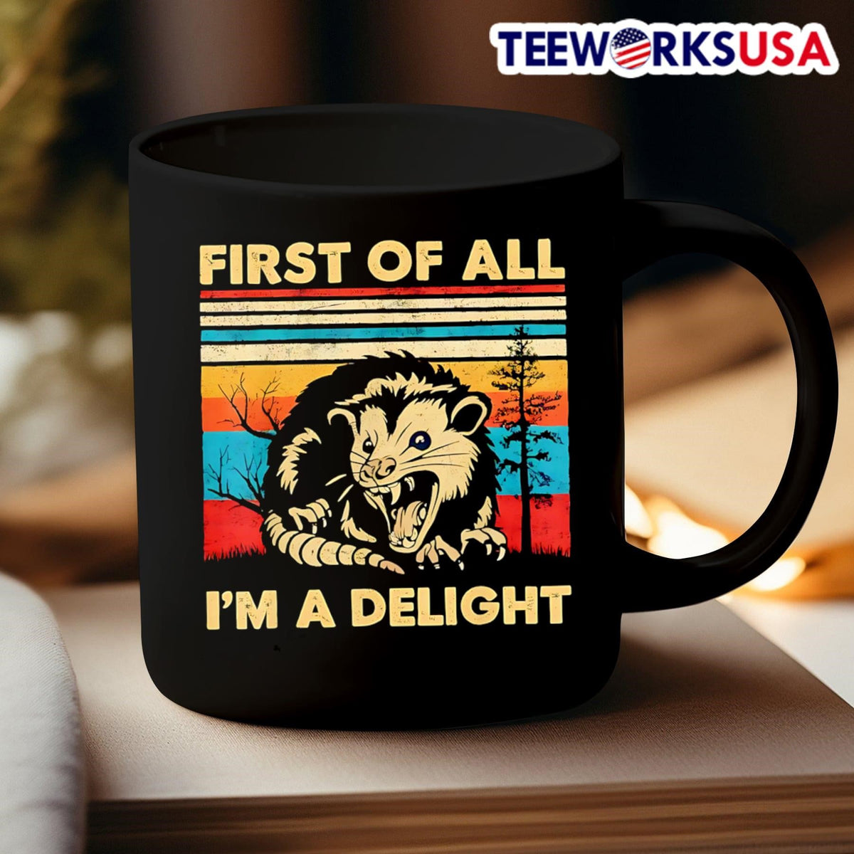 Opossum First of all I'm a delight vintage - Adult & Kids T-Shirts, Sweatshirts & Hoodies apparel design preview 3