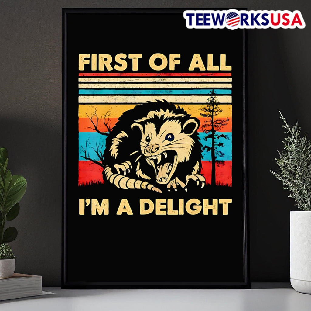 Opossum First of all I'm a delight vintage - Adult & Kids T-Shirts, Sweatshirts & Hoodies apparel design preview 5