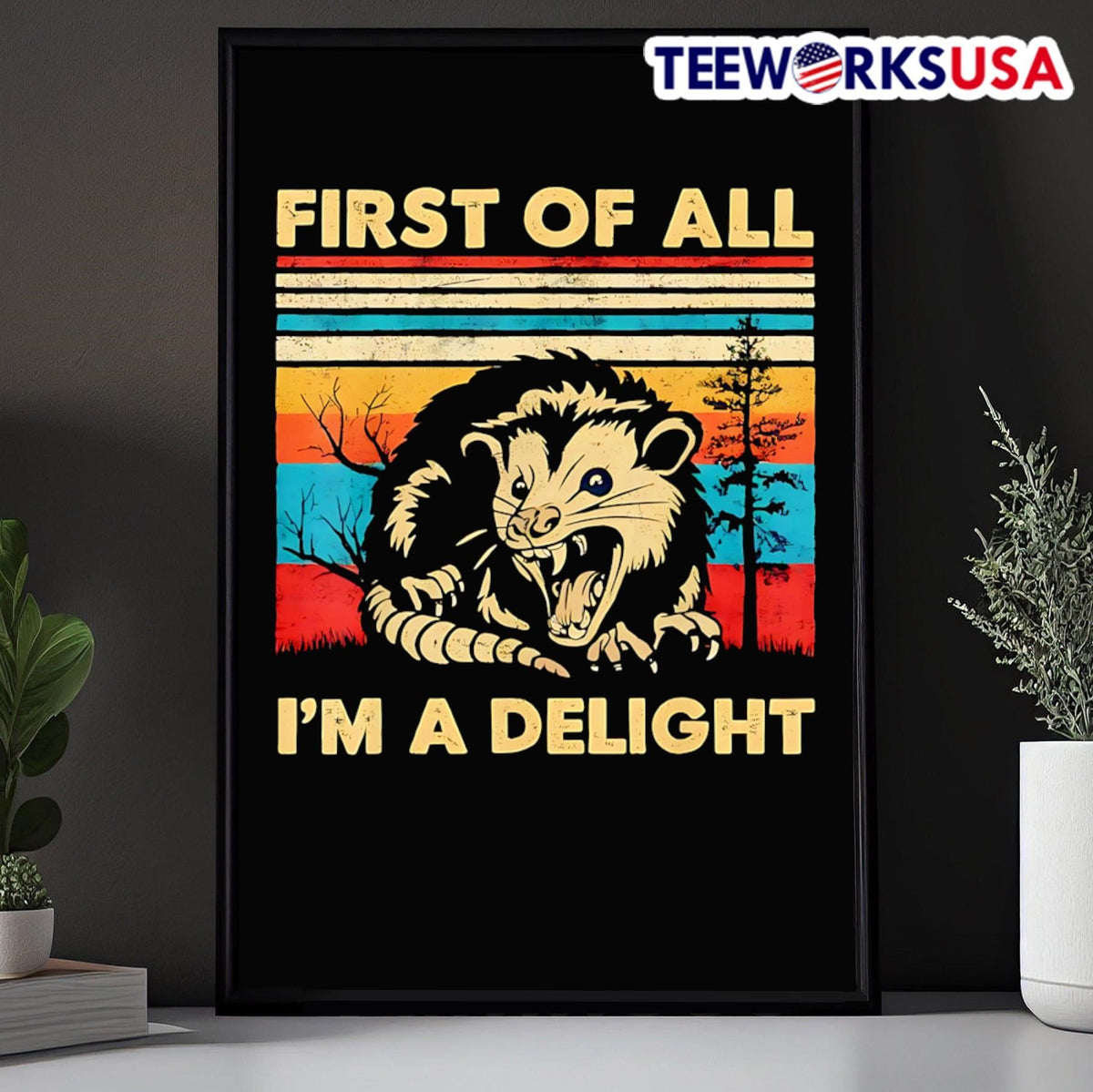 Opossum First of all I'm a delight vintage - Adult & Kids T-Shirts, Sweatshirts & Hoodies apparel design preview 5
