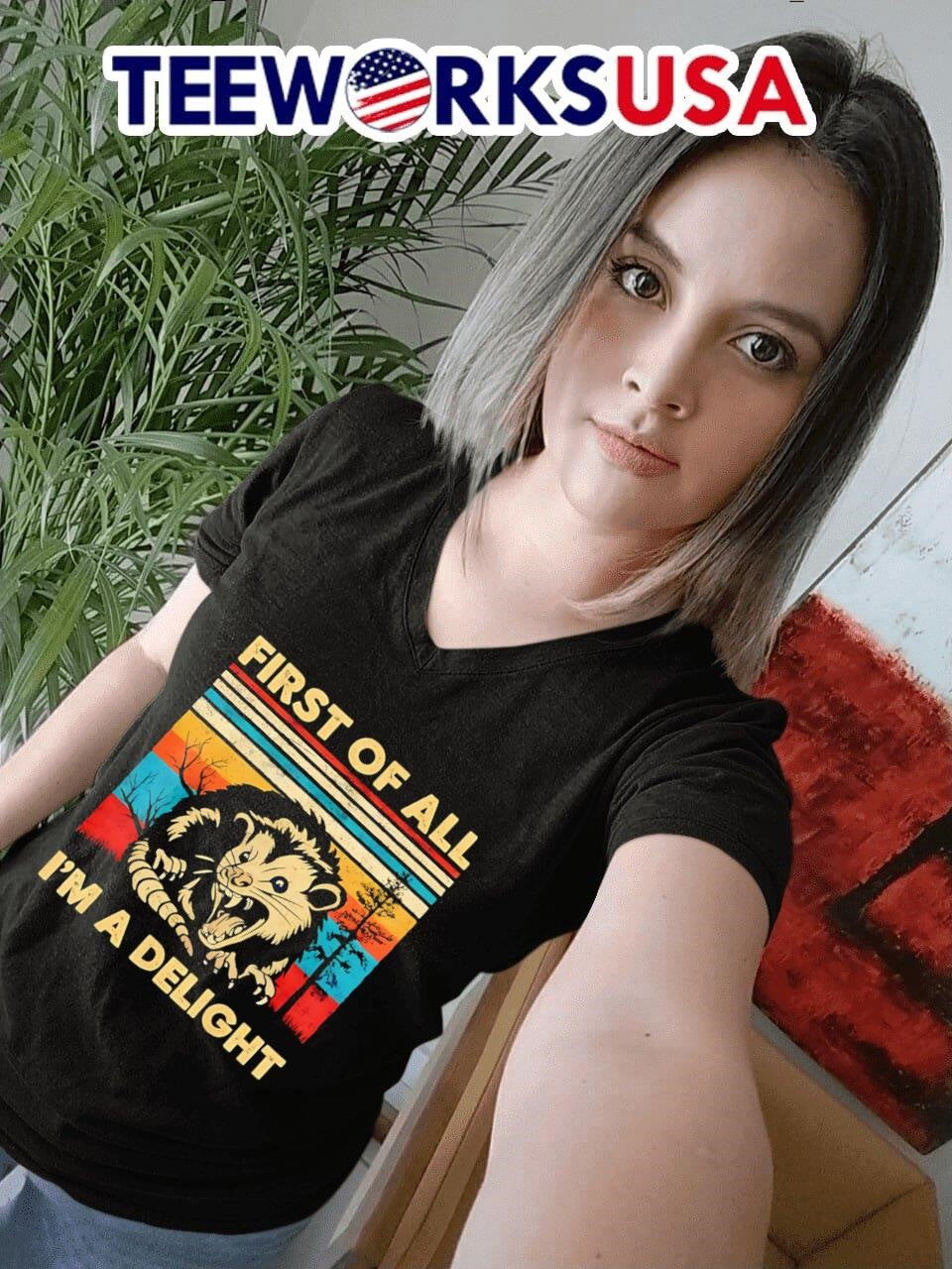 Opossum First of all I'm a delight vintage - Adult & Kids T-Shirts, Sweatshirts & Hoodies apparel design preview 7