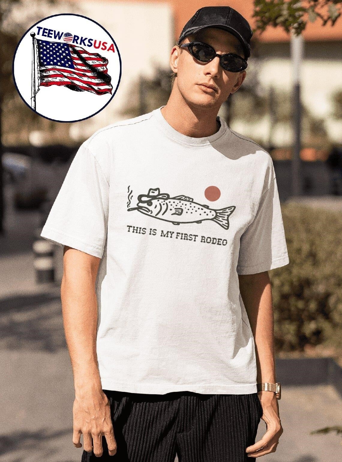 Fish smoking this is my first rodeo - Adult & Kids T-Shirts, Sweatshirts & Hoodies apparel design preview 1