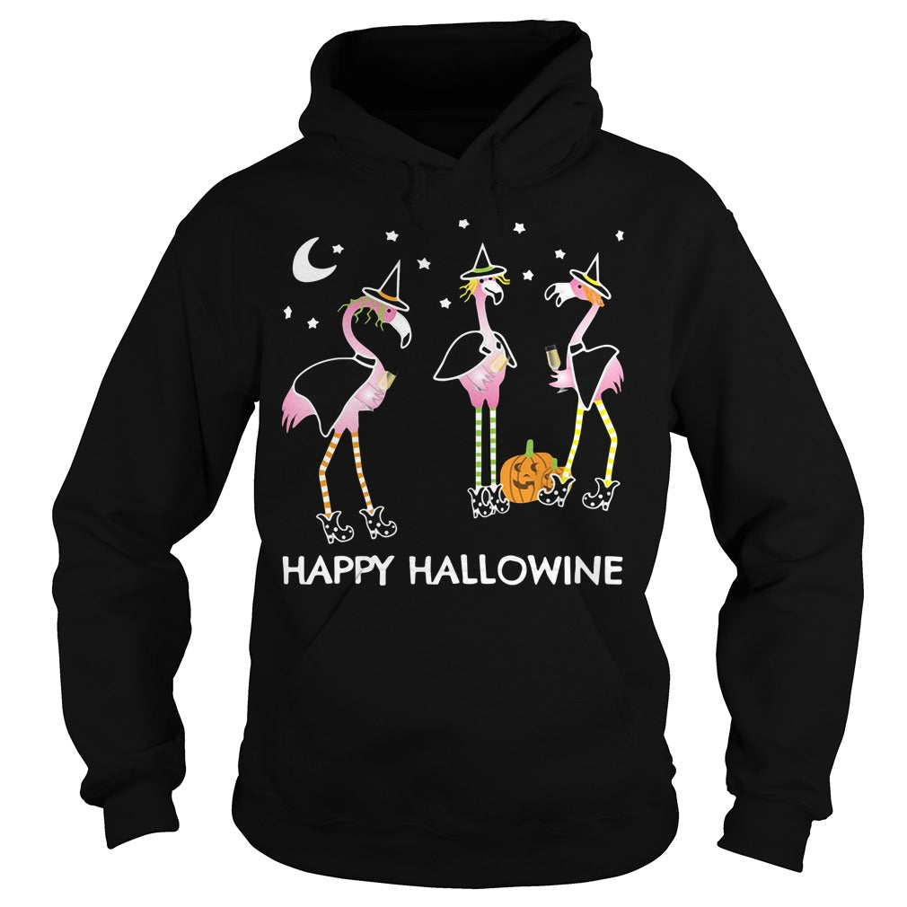 Flamingos Happy Hallowine - Adult & Kids T-Shirts, Sweatshirts & Hoodies apparel design preview 4