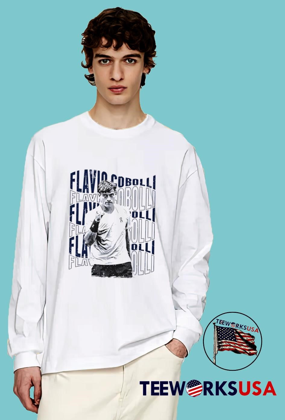 Flavio Cobolli Psychedelic Name - Adult & Kids T-Shirts, Sweatshirts & Hoodies apparel design preview 4