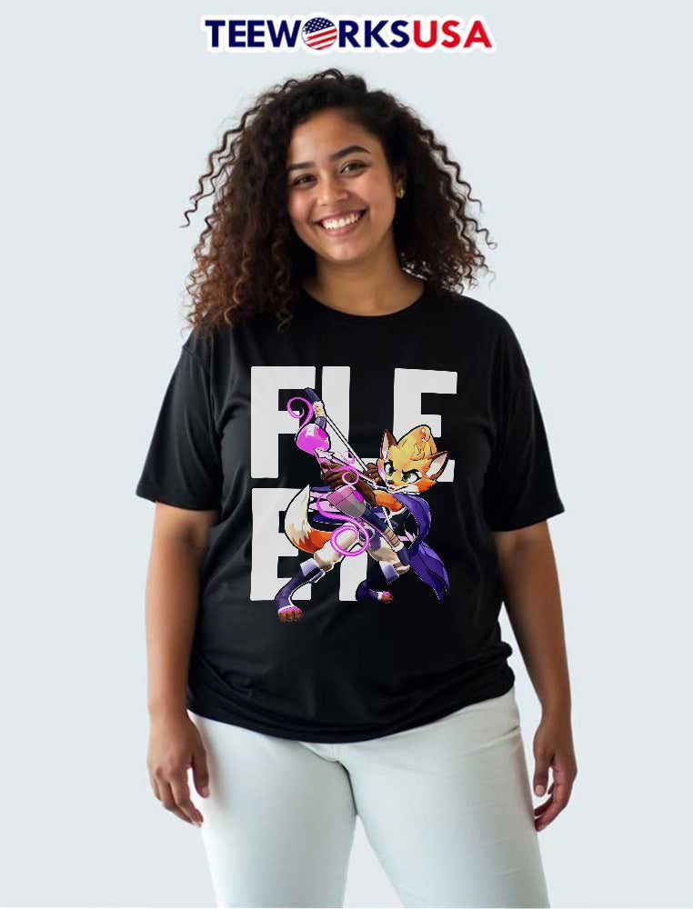 Fleet Cartoon Orange Fox Archer Drawing Glowing Pink - Adult & Kids T-Shirts, Sweatshirts & Hoodies apparel design preview 3