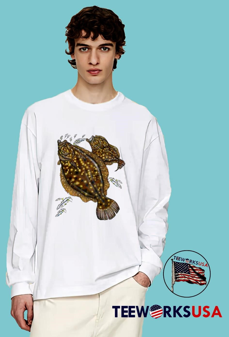 Flounder Arctic Blue Performance - Adult & Kids T-Shirts, Sweatshirts & Hoodies apparel design preview 4
