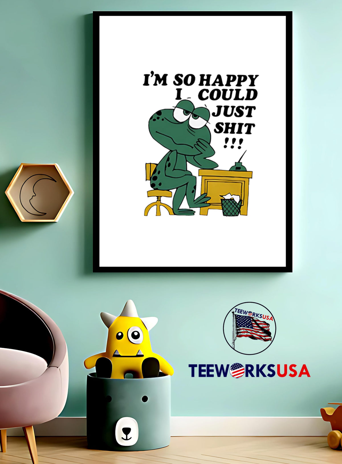 Frog I'm so happy I could just shit - Adult & Kids T-Shirts, Sweatshirts & Hoodies apparel design preview 4