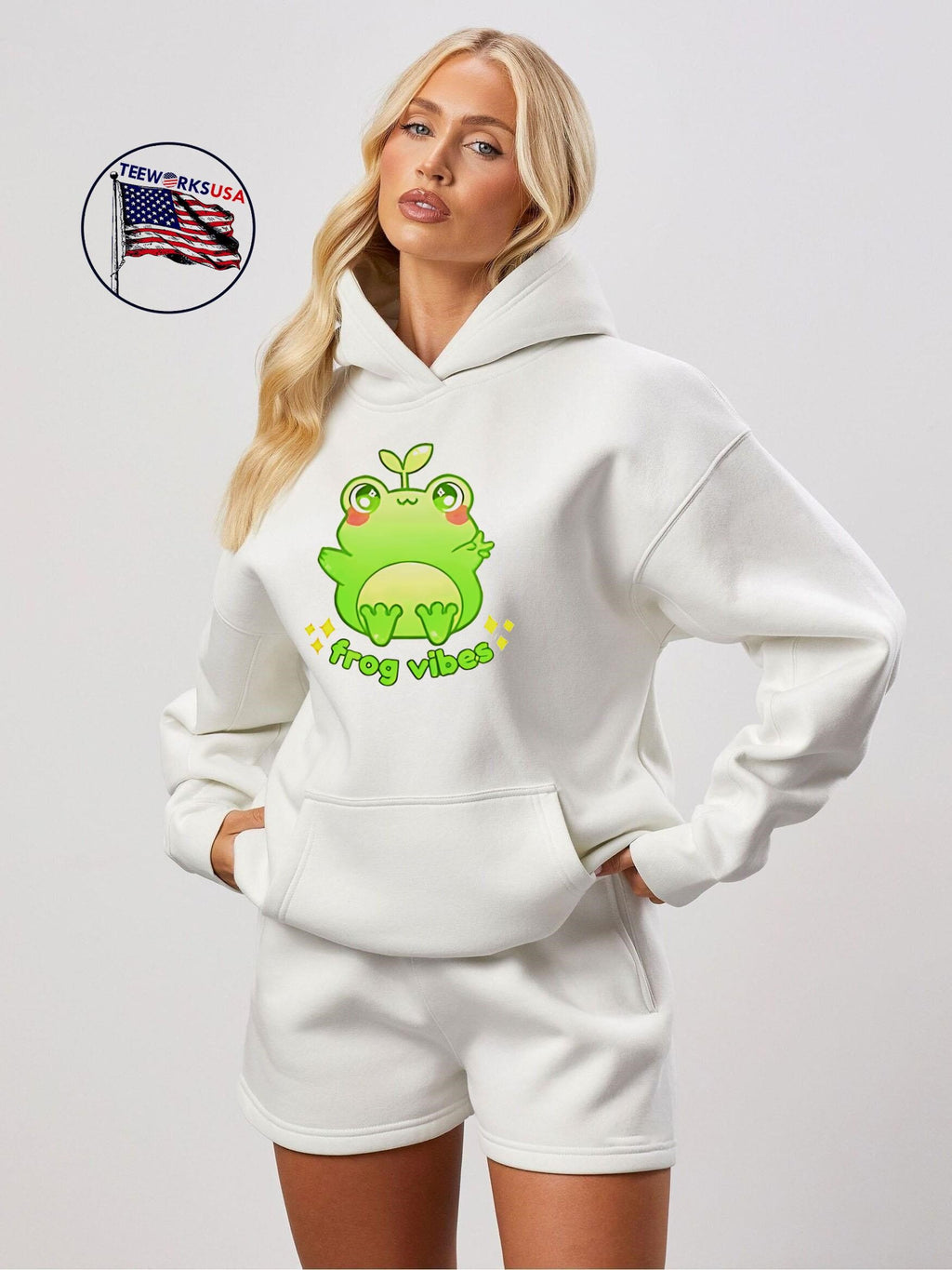 Frog Vibes cute - Adult & Kids T-Shirts, Sweatshirts & Hoodies apparel design preview 2