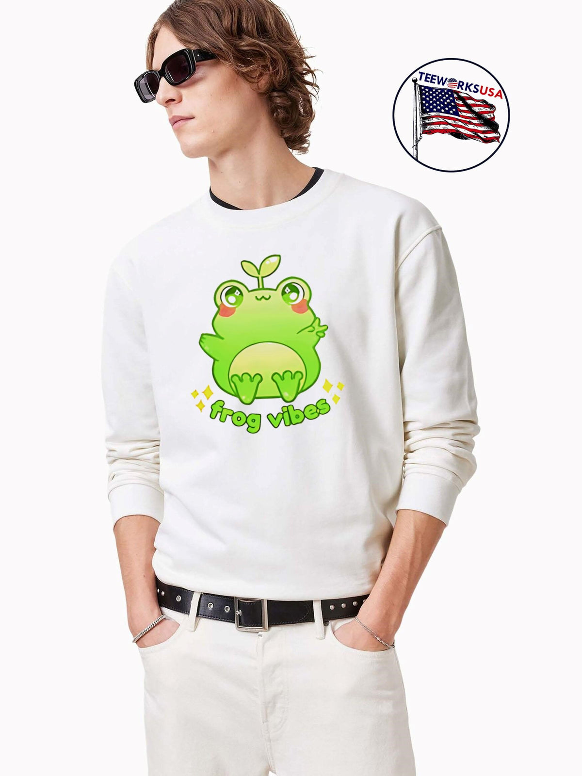 Frog Vibes cute - Adult & Kids T-Shirts, Sweatshirts & Hoodies apparel design preview 3