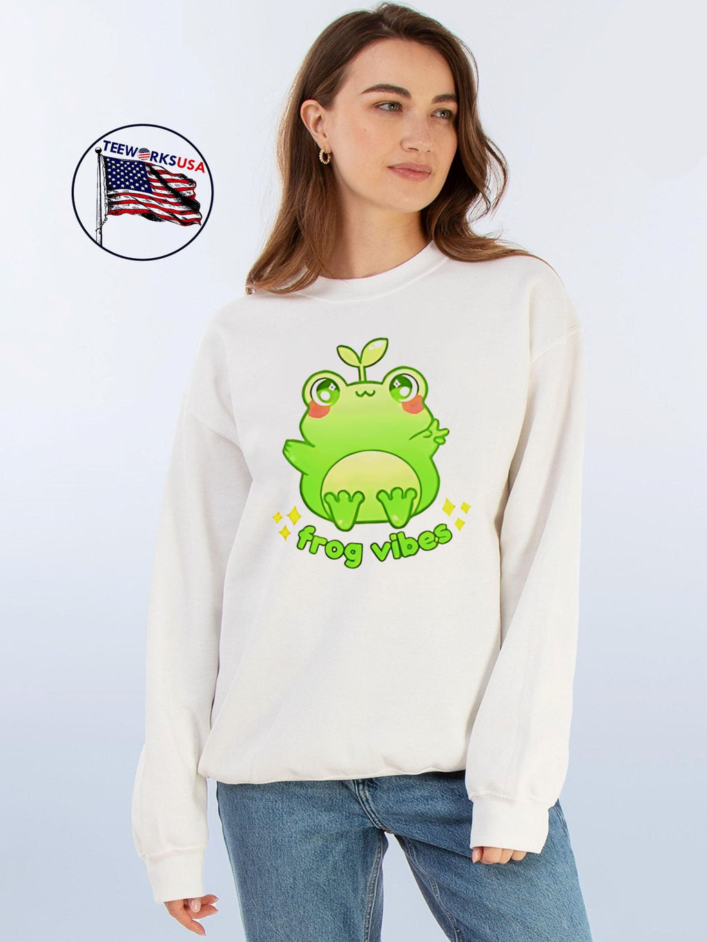 Frog Vibes cute - Adult & Kids T-Shirts, Sweatshirts & Hoodies apparel design preview 4