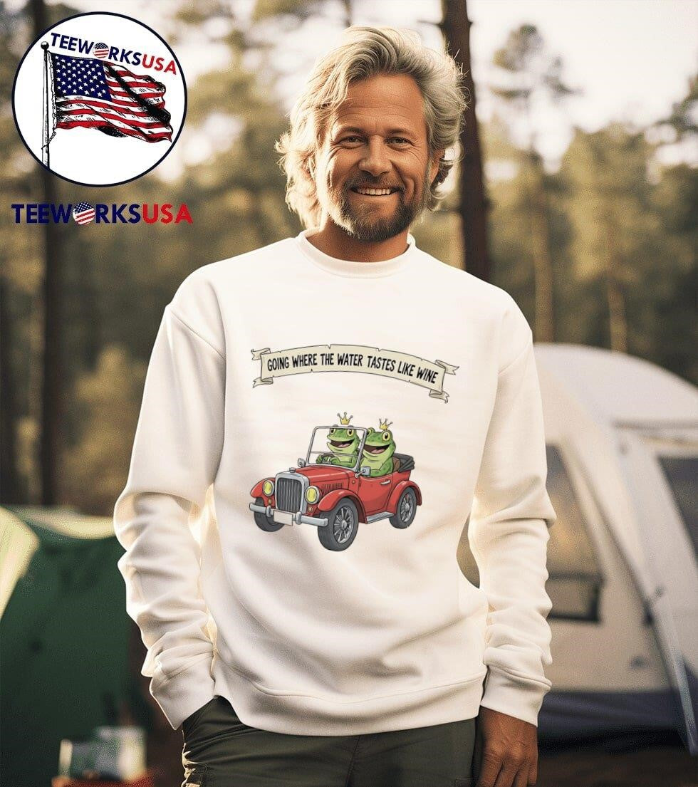 Frog going where the water tastes like wine - Adult & Kids T-Shirts, Sweatshirts & Hoodies apparel design preview 3