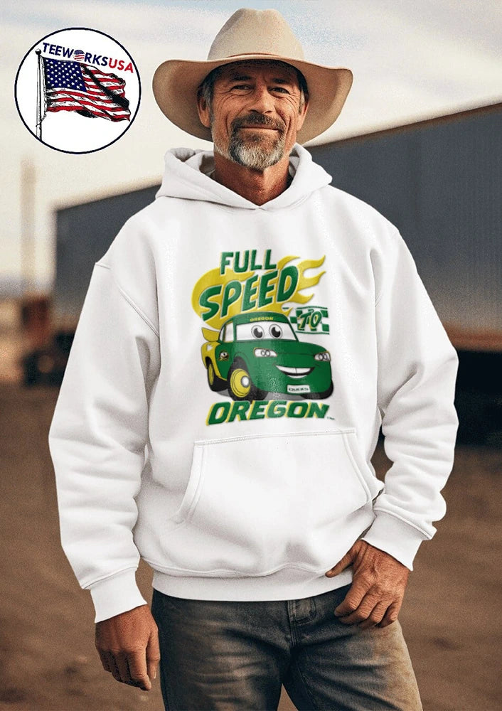 Full Speed To Oregon Ducks Car - Adult & Kids T-Shirts, Sweatshirts & Hoodies apparel design preview 3