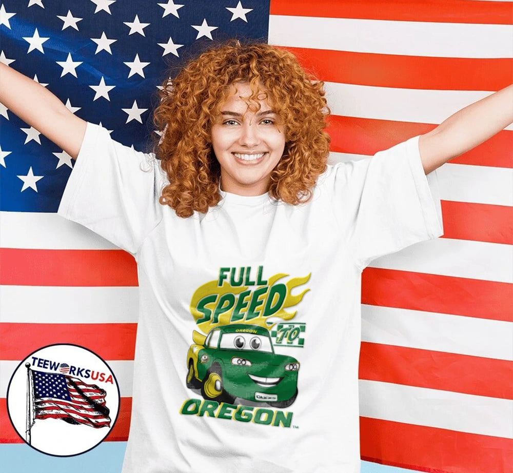 Full Speed To Oregon Ducks Car - Adult & Kids T-Shirts, Sweatshirts & Hoodies apparel design preview 2