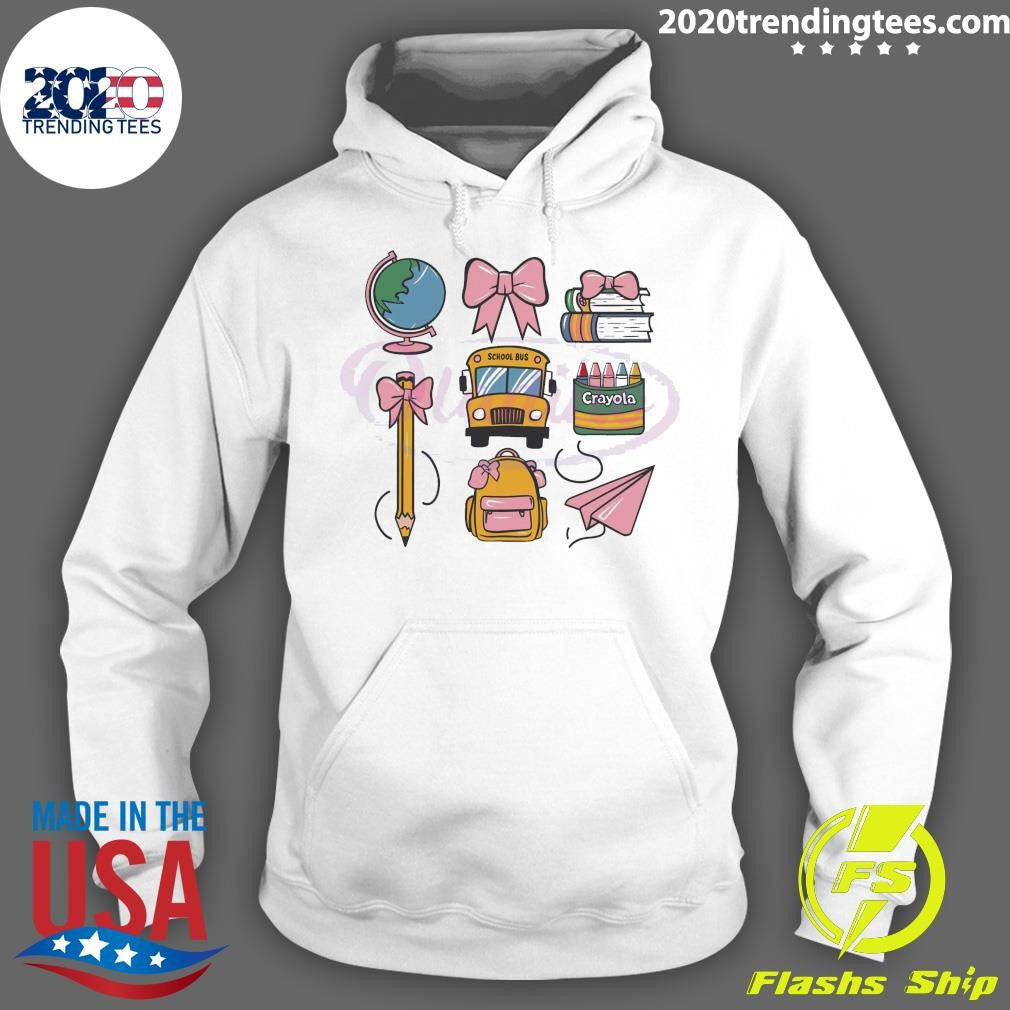 Funny Back To School Coquette Bow Bus Books - Adult & Kids T-Shirts, Sweatshirts & Hoodies apparel design preview 2