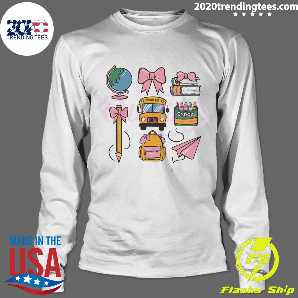 Funny Back To School Coquette Bow Bus Books - Adult & Kids T-Shirts, Sweatshirts & Hoodies apparel design preview 4