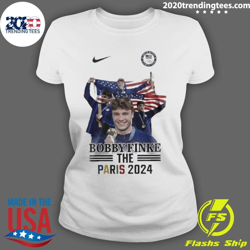 Funny Bobby Finke The Paris 2024 Team Usa Swimming - Adult & Kids T-Shirts, Sweatshirts & Hoodies apparel design preview 3