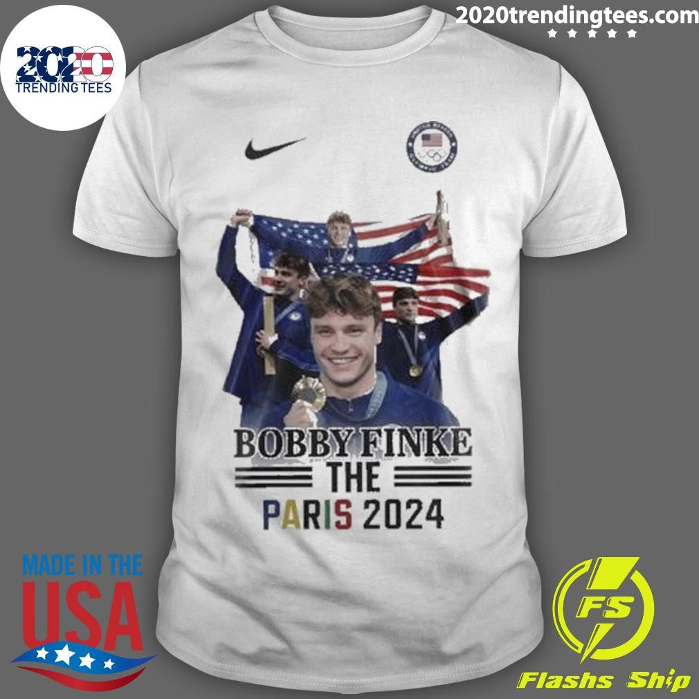 Funny Bobby Finke The Paris 2024 Team Usa Swimming - Adult & Kids T-Shirts, Sweatshirts & Hoodies apparel design preview 1