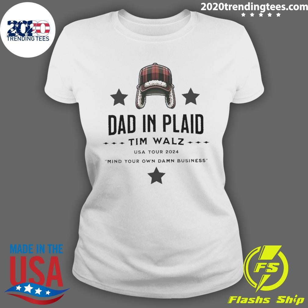 Funny Dad In Plaid Harris Walz Usa Tour Mind Your Own - Adult & Kids T-Shirts, Sweatshirts & Hoodies apparel design preview 3