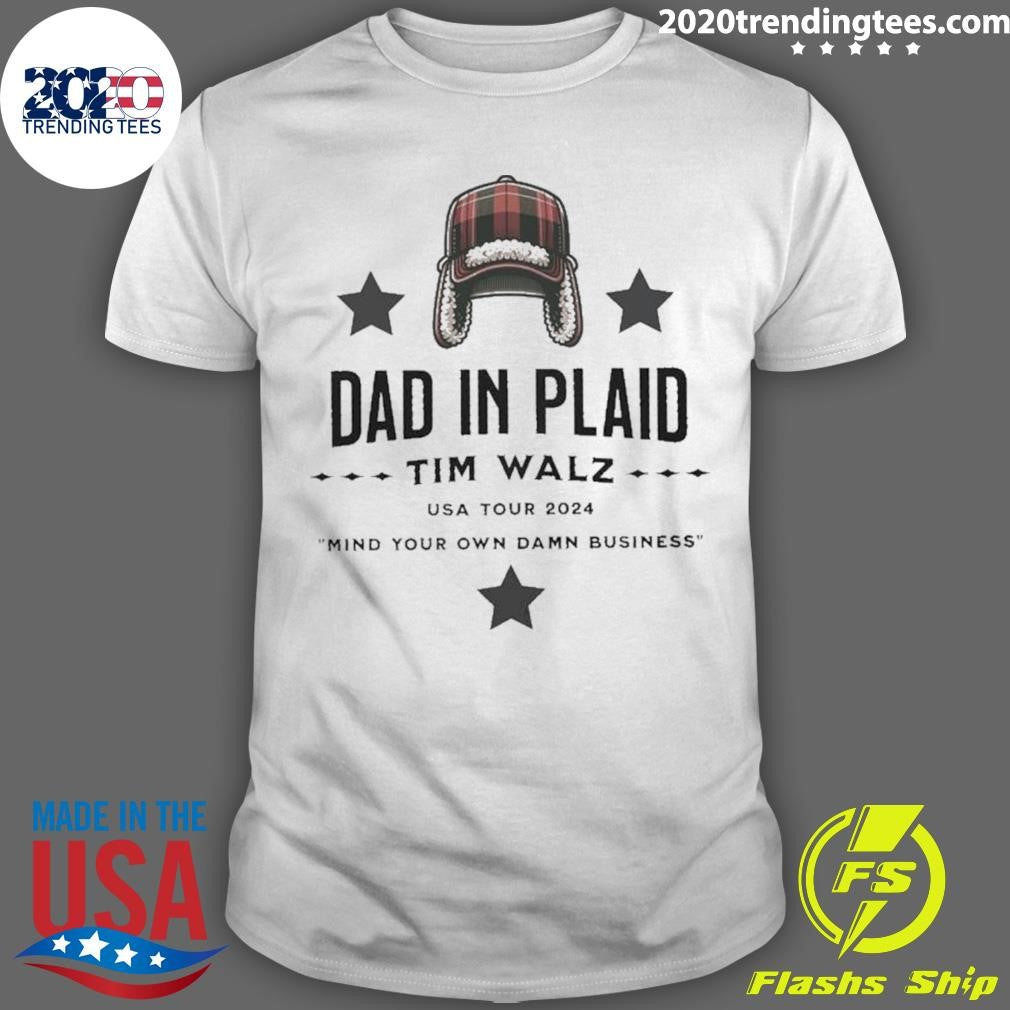 Funny Dad In Plaid Harris Walz Usa Tour Mind Your Own - Adult & Kids T-Shirts, Sweatshirts & Hoodies apparel design preview 1