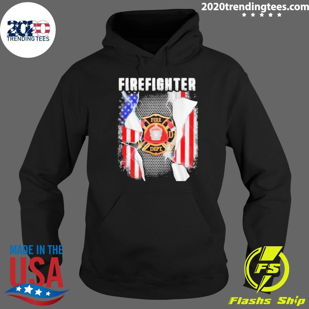 Funny Firefighter Fire Dept Flag USA - Adult & Kids T-Shirts, Sweatshirts & Hoodies apparel design preview 2