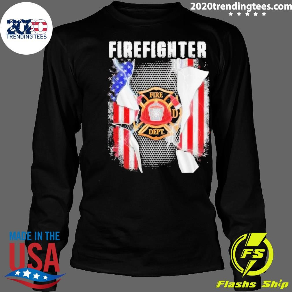 Funny Firefighter Fire Dept Flag USA - Adult & Kids T-Shirts, Sweatshirts & Hoodies apparel design preview 4