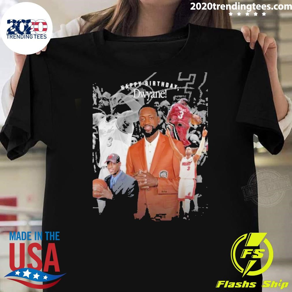 Funny Happy Birthday Dwyane Wade Miami Heat Legend - Adult & Kids T-Shirts, Sweatshirts & Hoodies apparel design preview 1