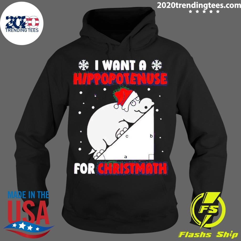 Funny I Want A Hippopotenuse For Christmas - Adult & Kids T-Shirts, Sweatshirts & Hoodies apparel design preview 2