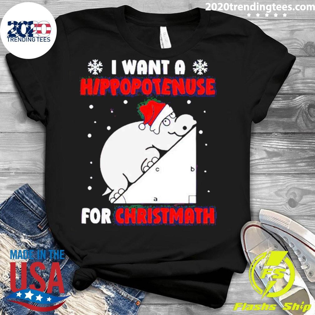 Funny I Want A Hippopotenuse For Christmas - Adult & Kids T-Shirts, Sweatshirts & Hoodies apparel design preview 3