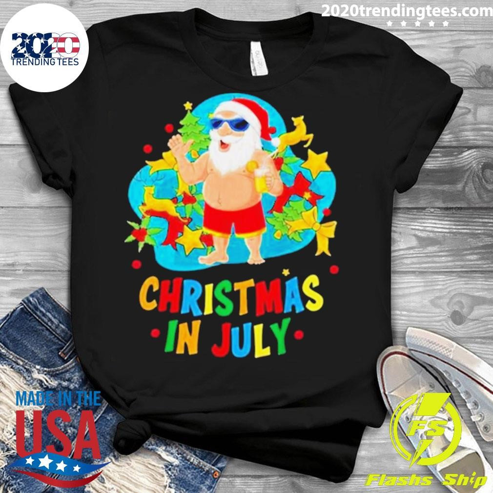 Funny In July Santa Claus Tree Summer Oversized - Adult & Kids T-Shirts, Sweatshirts & Hoodies apparel design preview 3