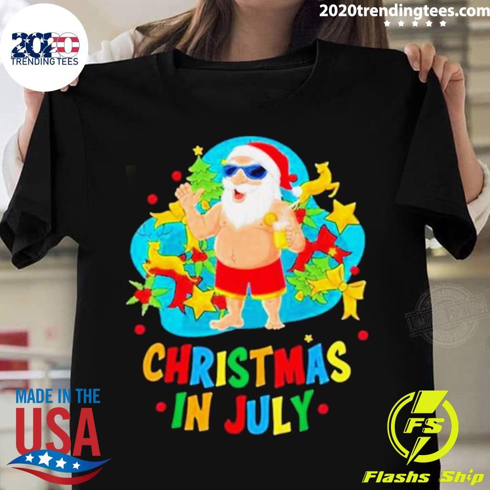 Funny In July Santa Claus Tree Summer Oversized - Adult & Kids T-Shirts, Sweatshirts & Hoodies apparel design preview 1