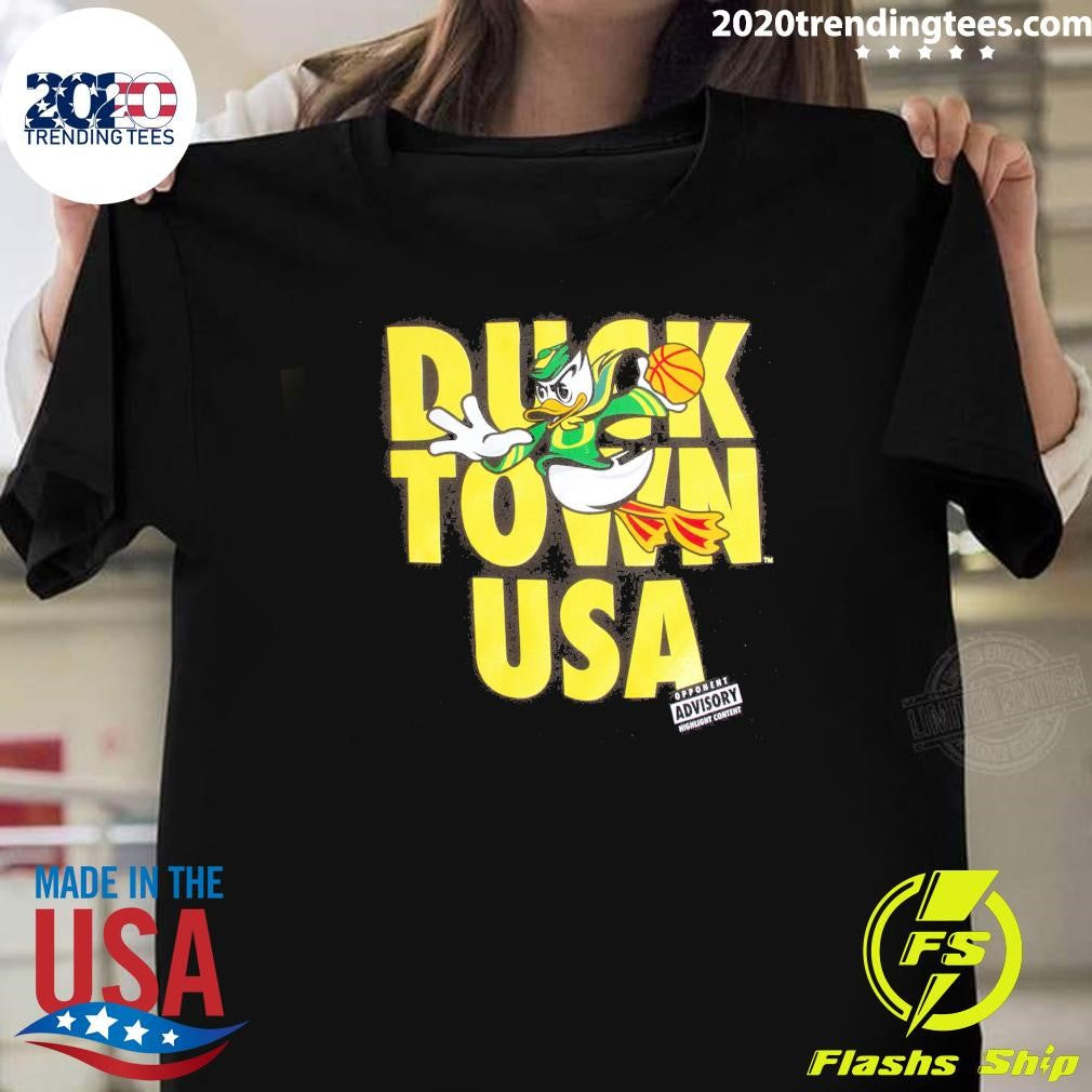 Funny Nike Oregon Ducks Duck Town Shootaround - Adult & Kids T-Shirts, Sweatshirts & Hoodies apparel design preview 1
