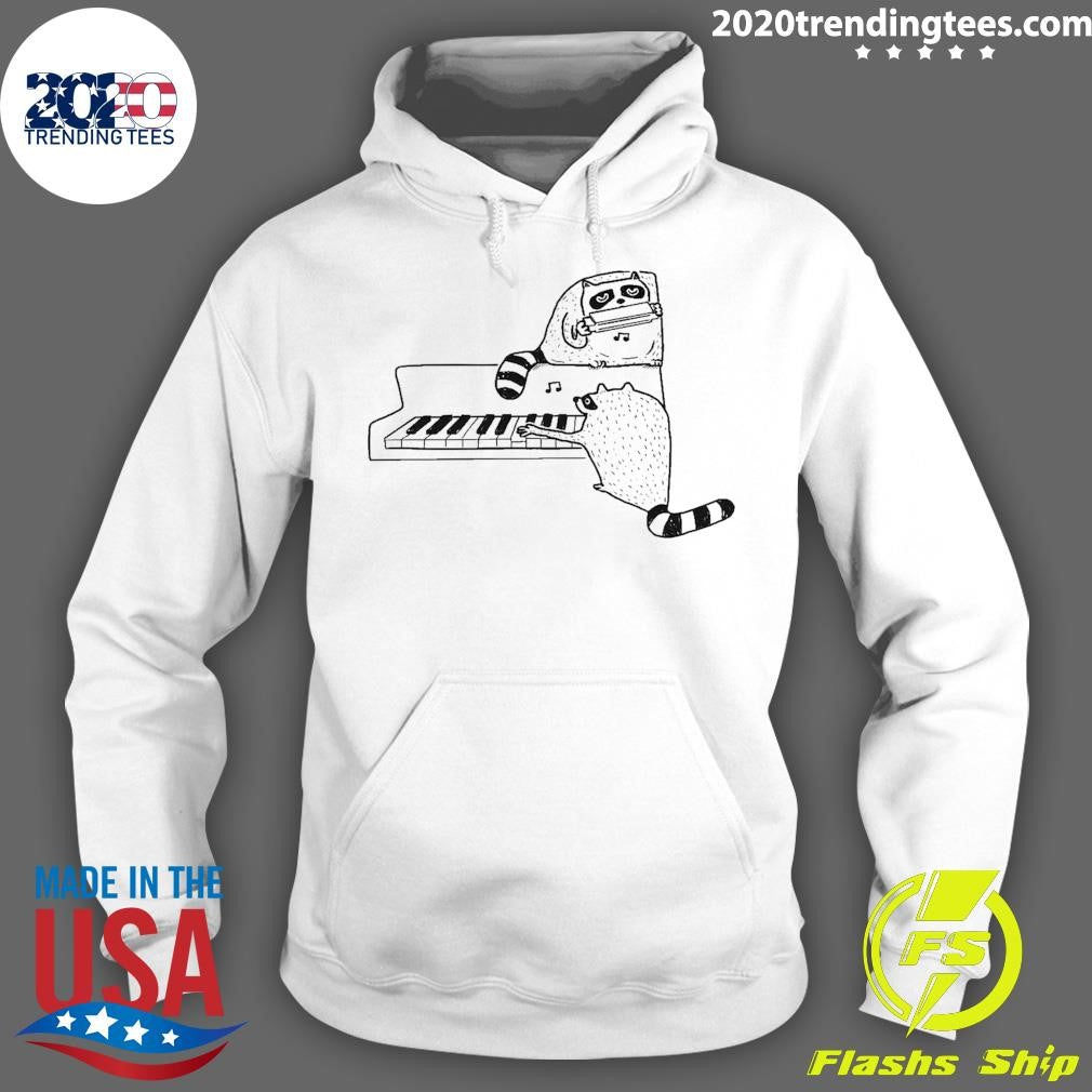 Funny Racoon Playing Piano Nocturnal Musicians - Adult & Kids T-Shirts, Sweatshirts & Hoodies apparel design preview 2