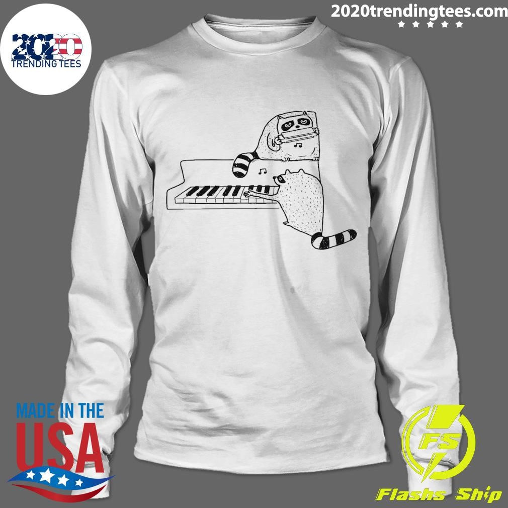 Funny Racoon Playing Piano Nocturnal Musicians - Adult & Kids T-Shirts, Sweatshirts & Hoodies apparel design preview 4
