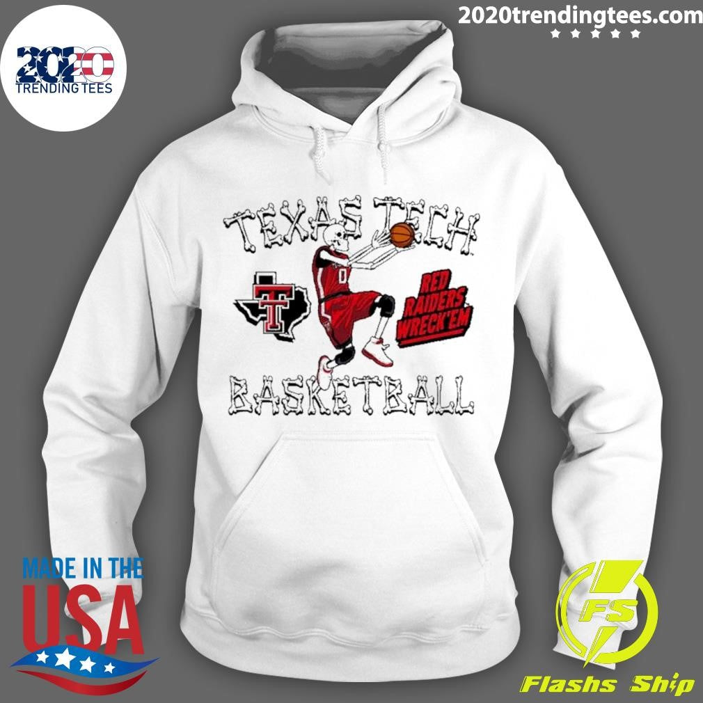 Funny Skeleton Texas Tech Basketball Bones - Adult & Kids T-Shirts, Sweatshirts & Hoodies apparel design preview 2