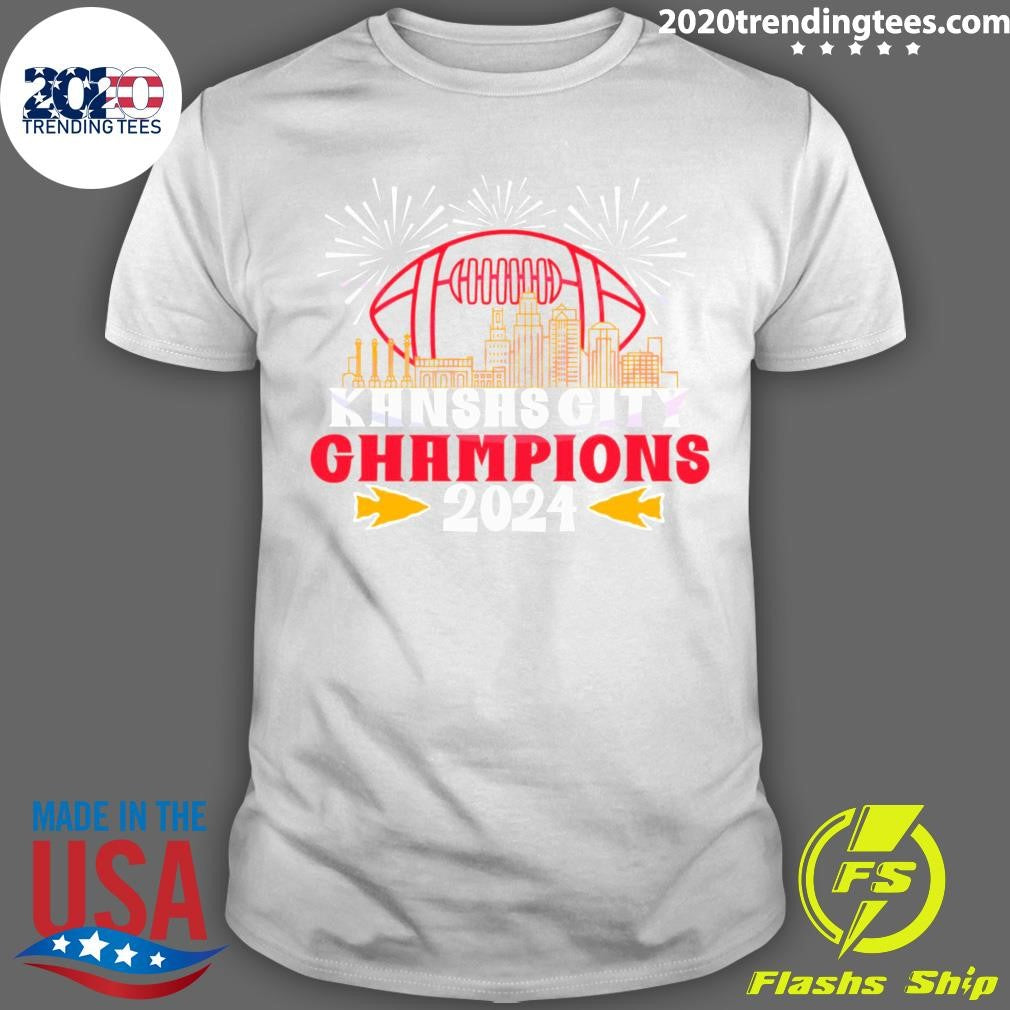 Funny kansas City Champions 2024 Skyline - Adult & Kids T-Shirts, Sweatshirts & Hoodies apparel design preview 1