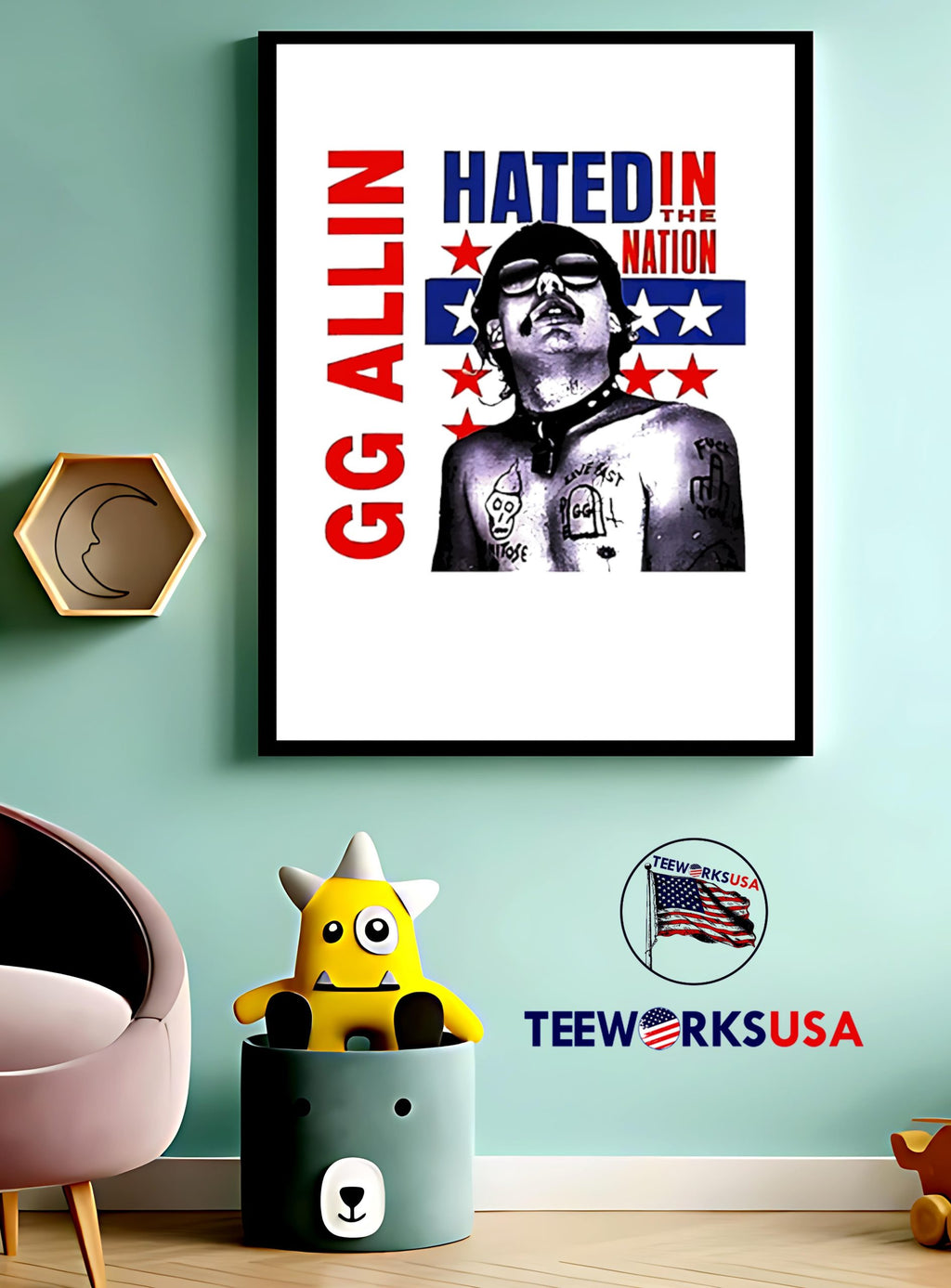 GG Allin Hated in the Nation vintage - Adult & Kids T-Shirts, Sweatshirts & Hoodies apparel design preview 3