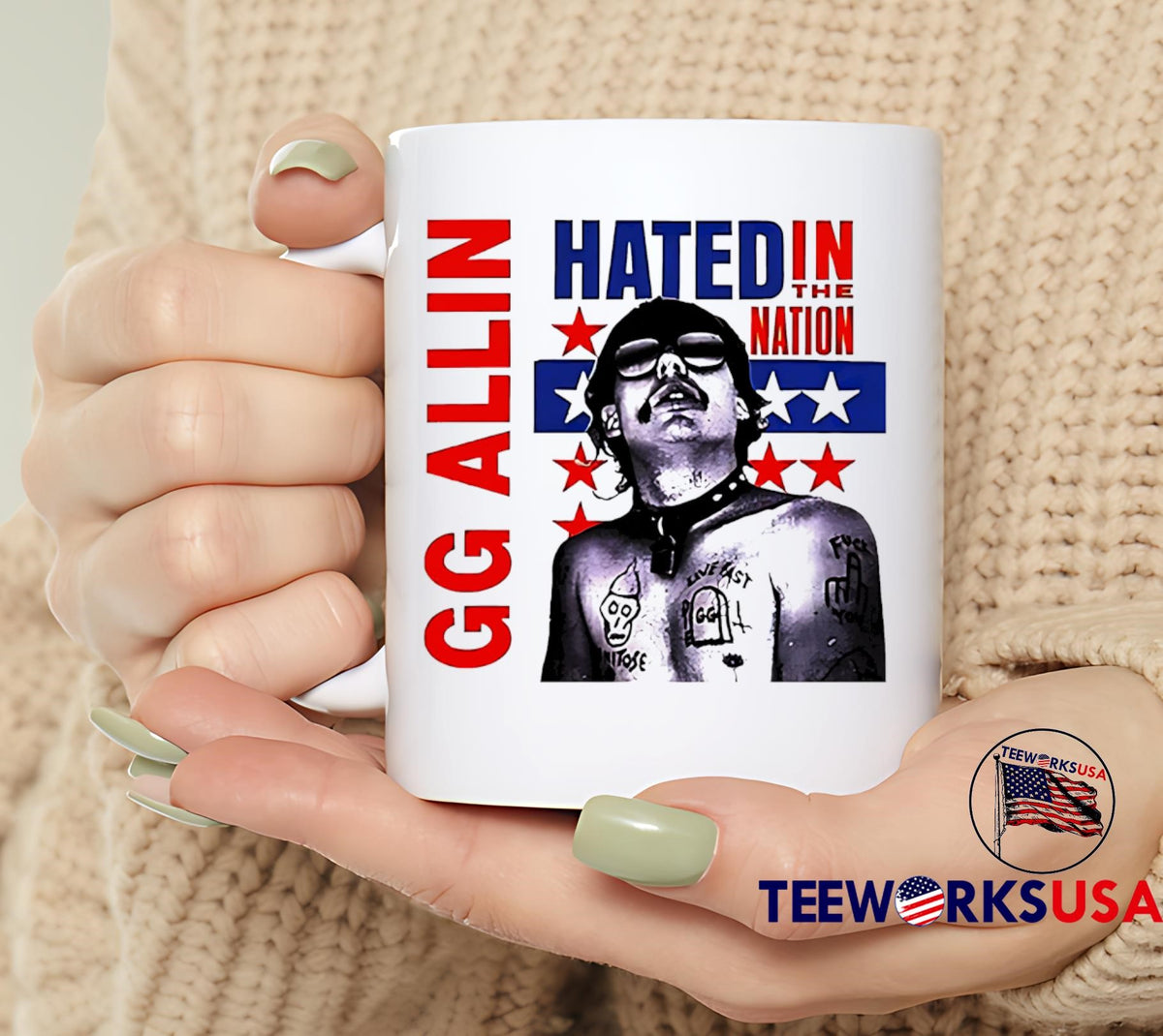 GG Allin Hated in the Nation vintage - Adult & Kids T-Shirts, Sweatshirts & Hoodies apparel design preview 6