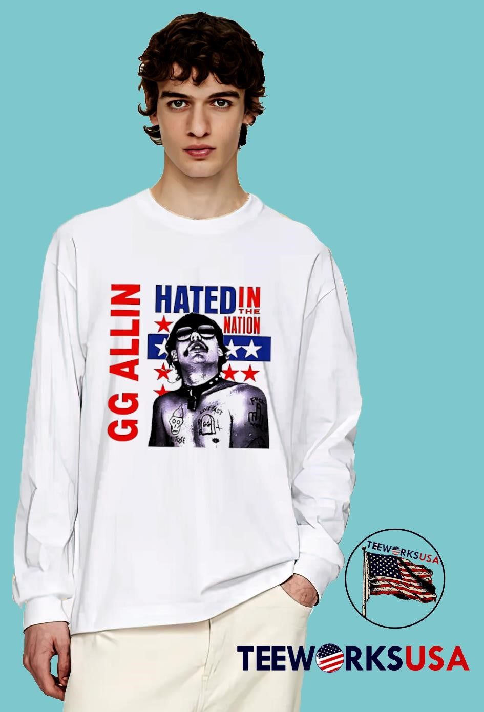GG Allin Hated in the Nation vintage - Adult & Kids T-Shirts, Sweatshirts & Hoodies apparel design preview 4